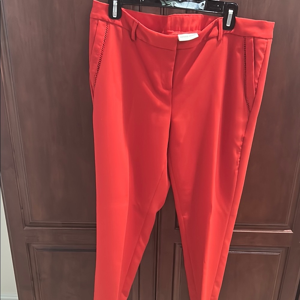 Vibrant Red-Orange Trousers